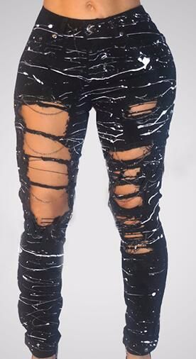 Distressed Chained Skinny Jeans 