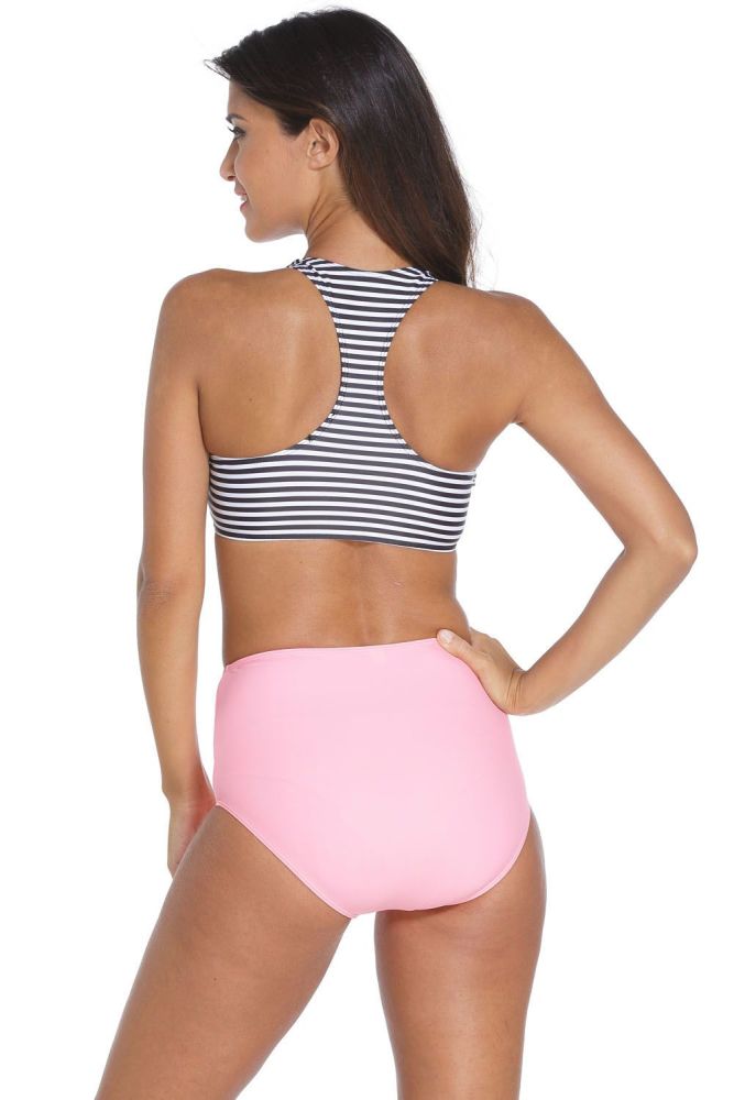 Striped High Waist Two Piece|Size: M