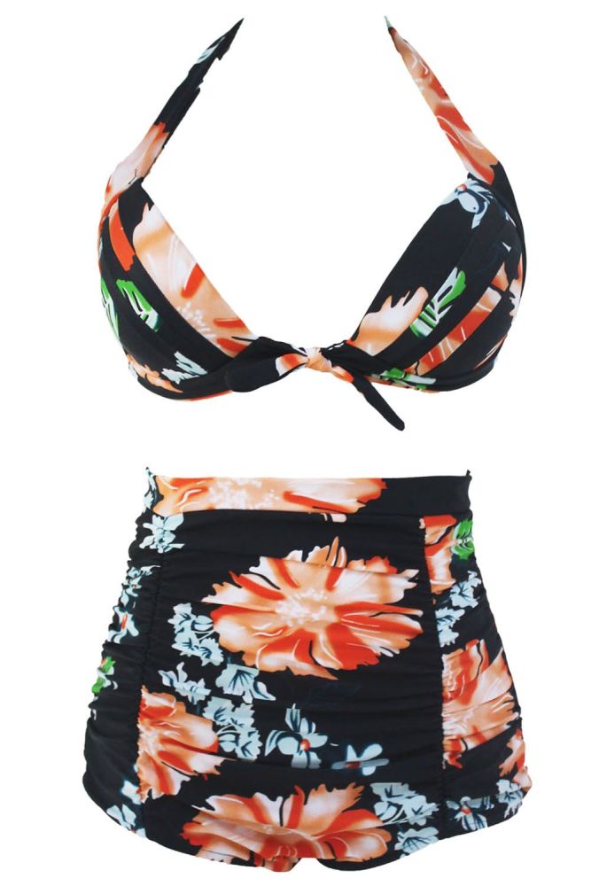 Floral Print High Waist Two Piece Size: 2X