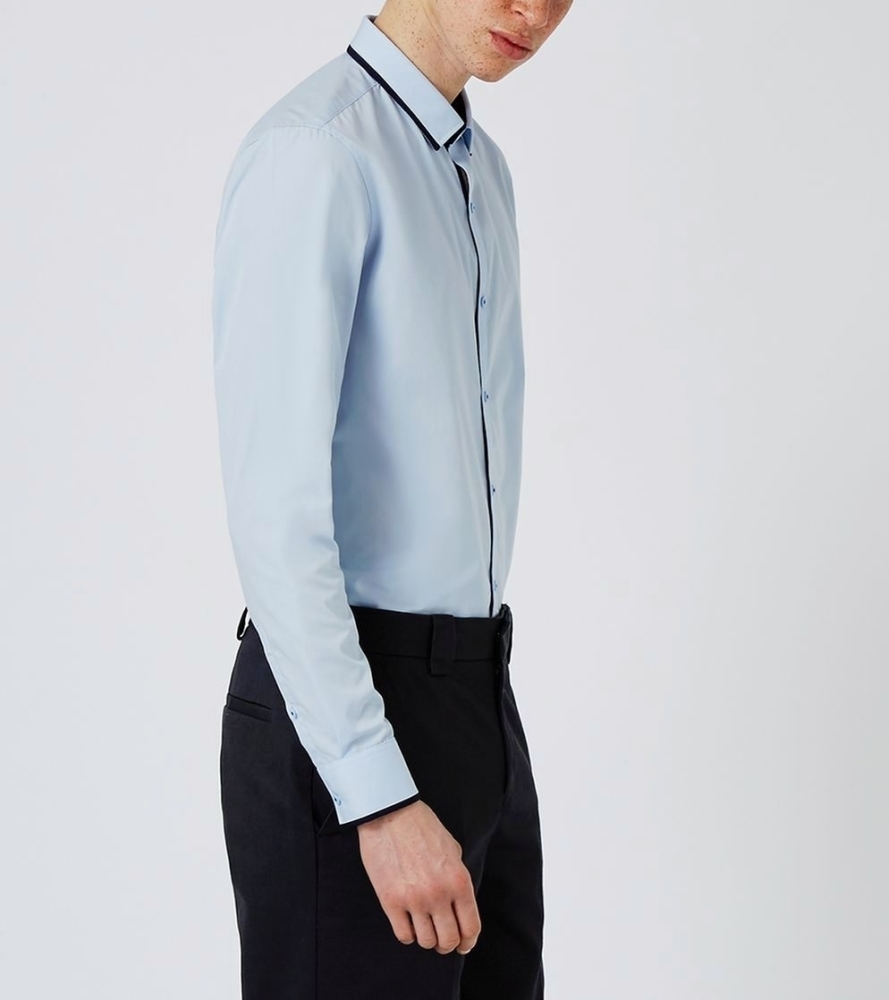 Top Man Blue Detail Slim Fit Shirt Size: XXL