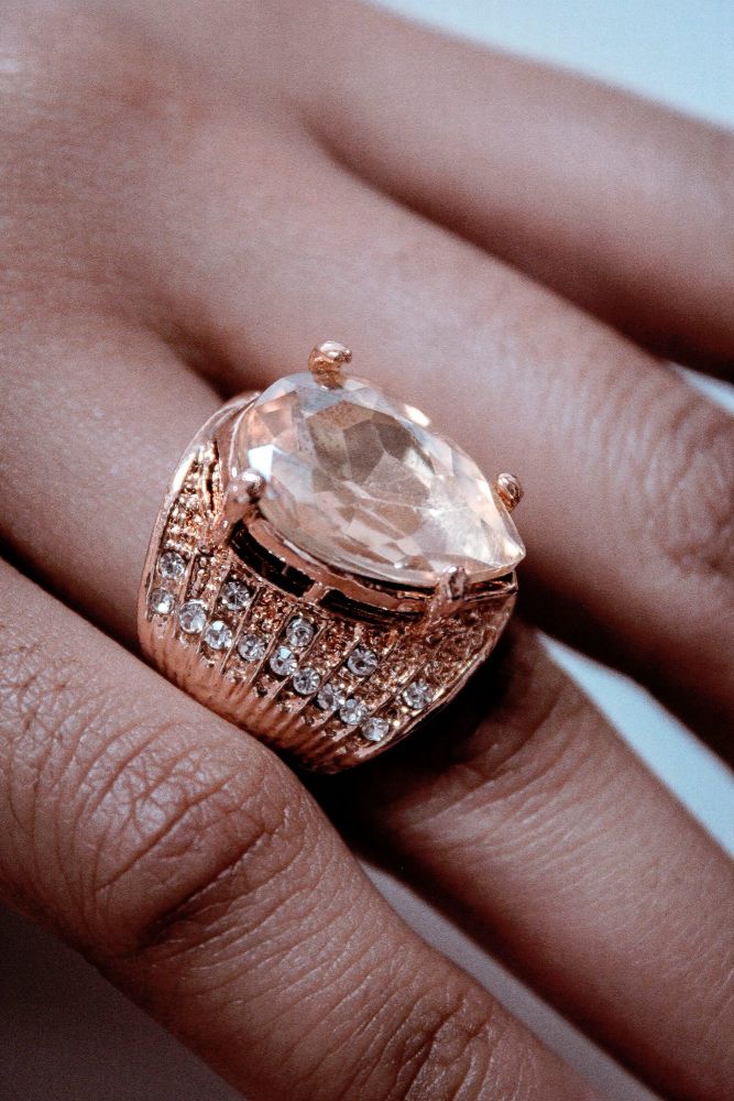 Crystal Tear Fashion Gold Ring Size: Adjustable