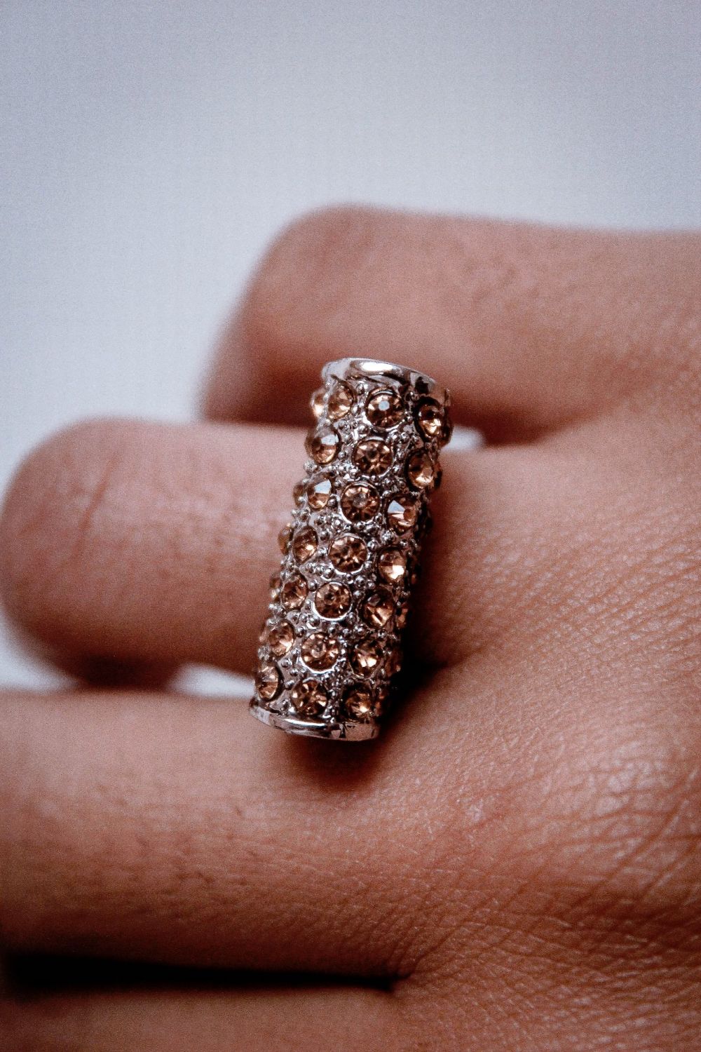 Two Tone Rhinestone Fashion Ring Size: 17