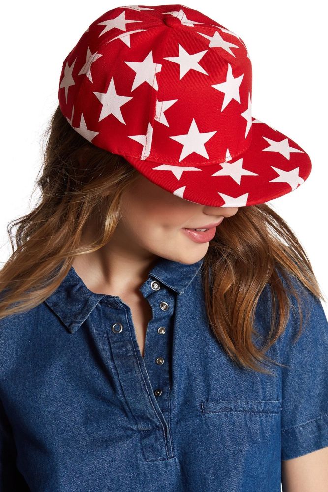 Glow in The Dark Star Print Snapback Hat Size: 0S