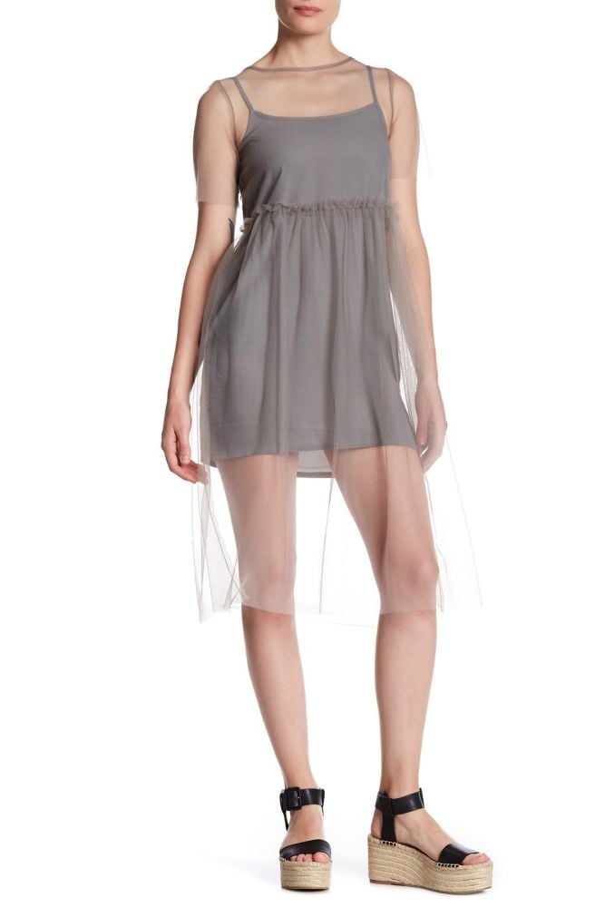 A008 Mesh Midi Overlay Dress Size: 6