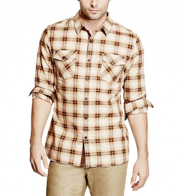 Guess Brown Plaid Shirt|Size: M