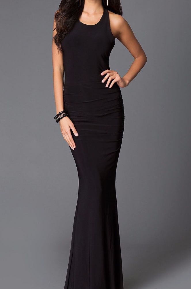 C211 - Cross Back High Split Dress