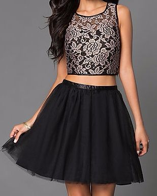 Lace Top Skater Two Piece 