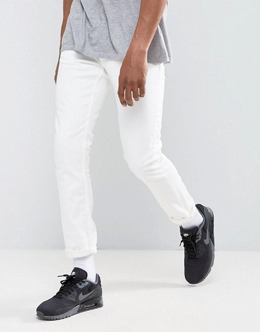 #888 River Island Skinny White Jeans Size: 34 x 32