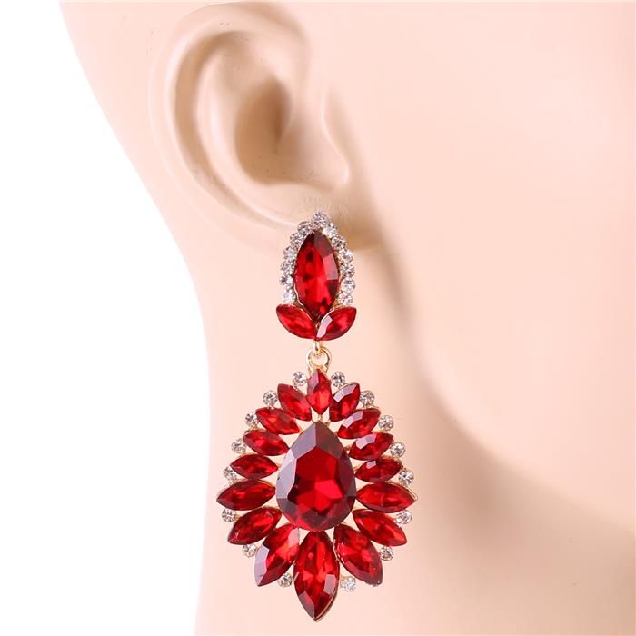 Red Crystal Drop Earrings 