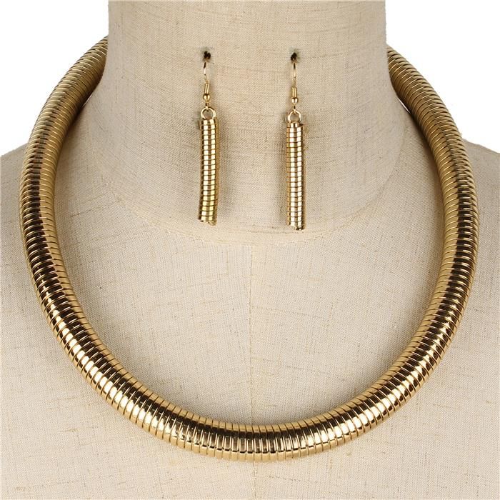 Omega Gold Thick Necklace Set 