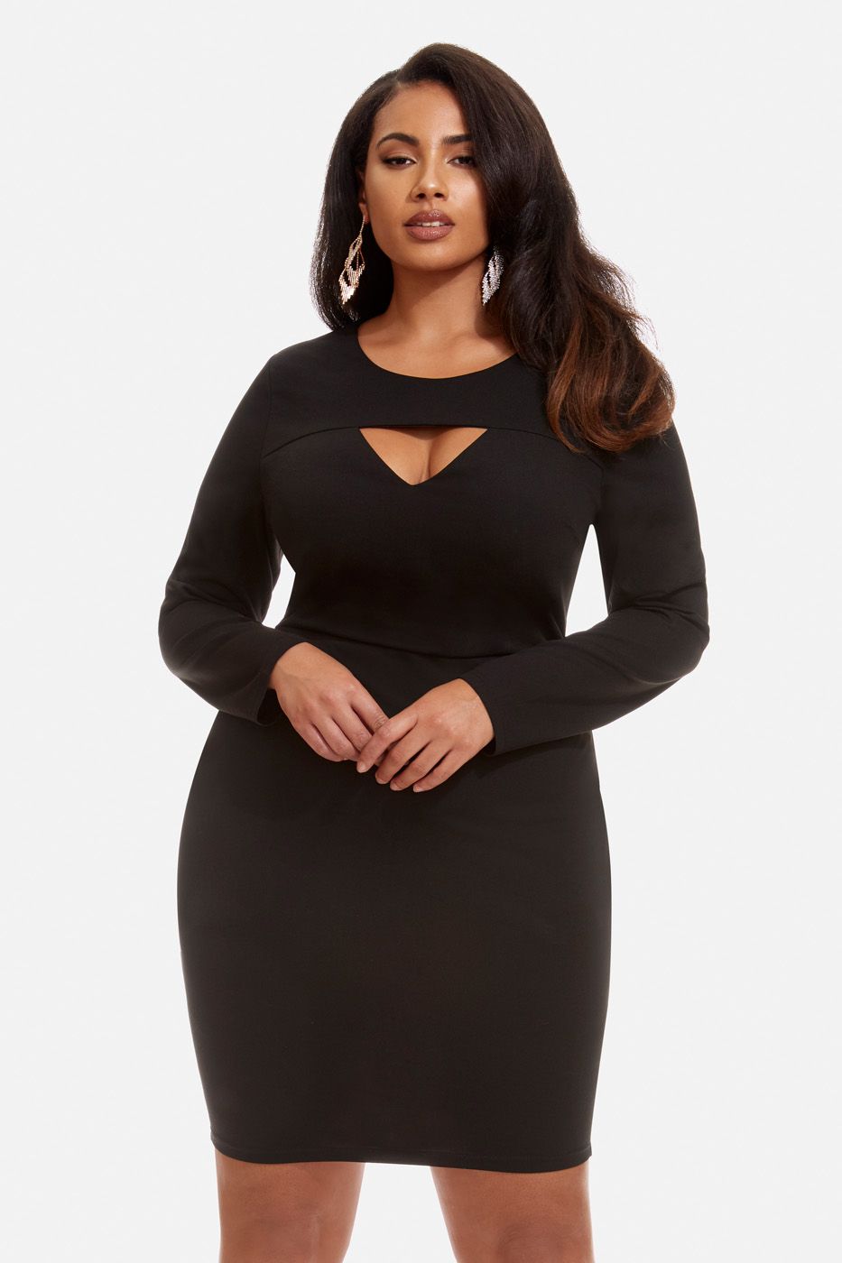 D124 - LS Keyhole Bodycon Dress - 2X