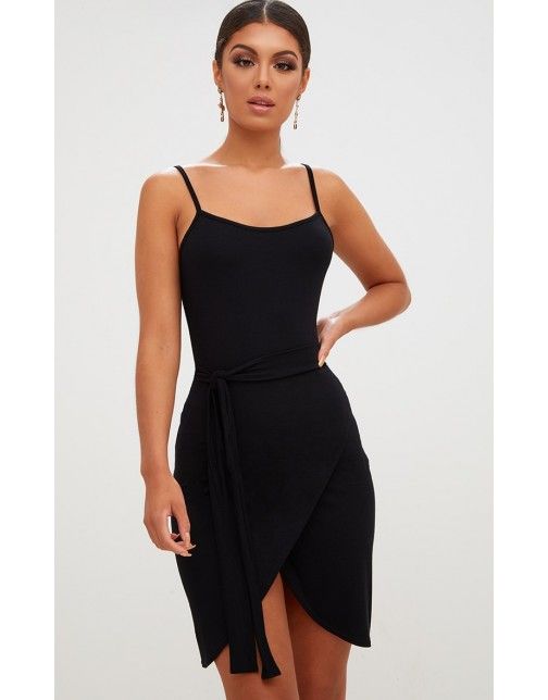 A004 Wrap Front Bodycon Dress Size: S