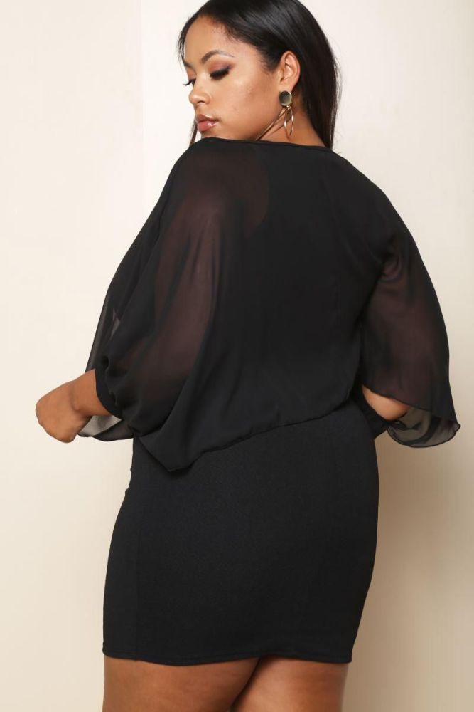 D035|Overlay Bodycon Mini Dress Size: 1X