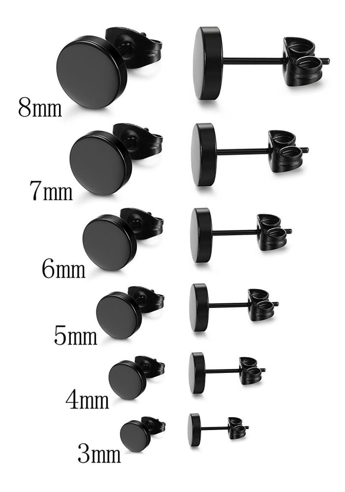 Stainless Steel Black Stud Earrings 