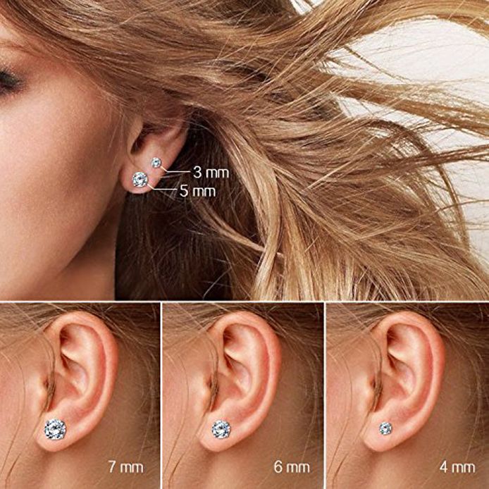16G Stainless Steel Cartilage Earrings 3mm-7mm 