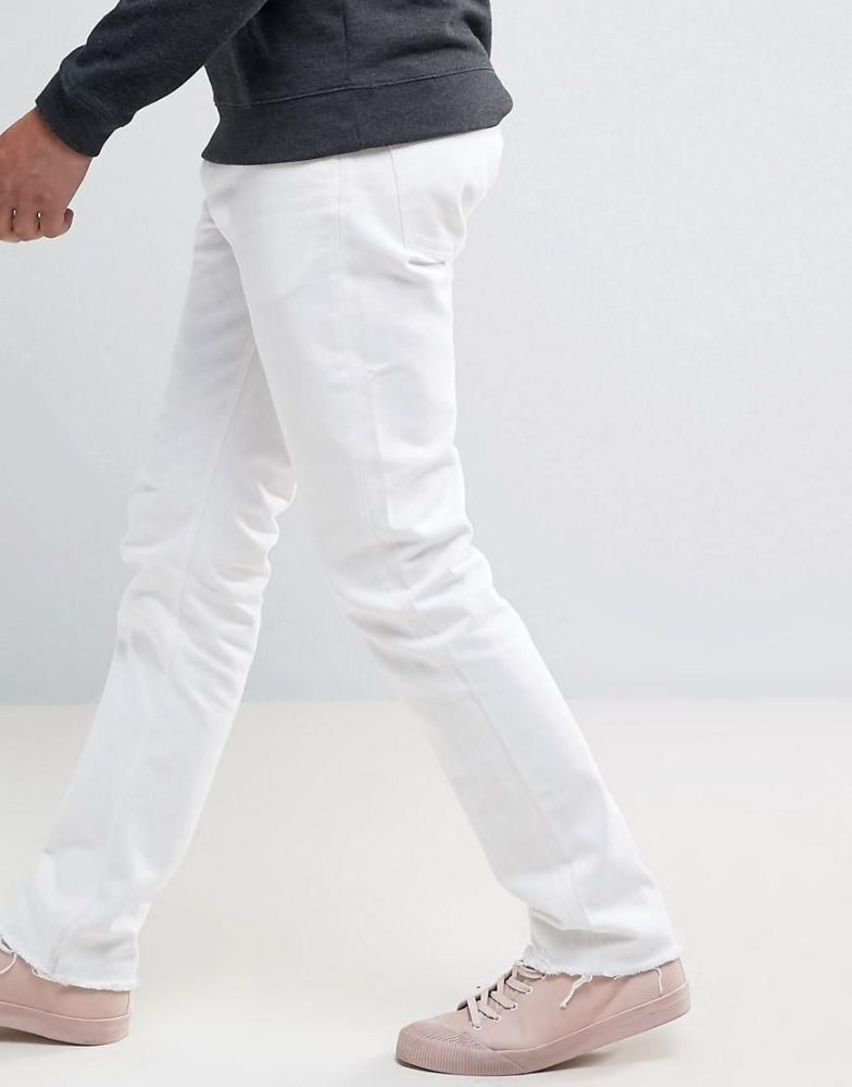 Raw-cut Hem Skinny Jeans Size: 33X32