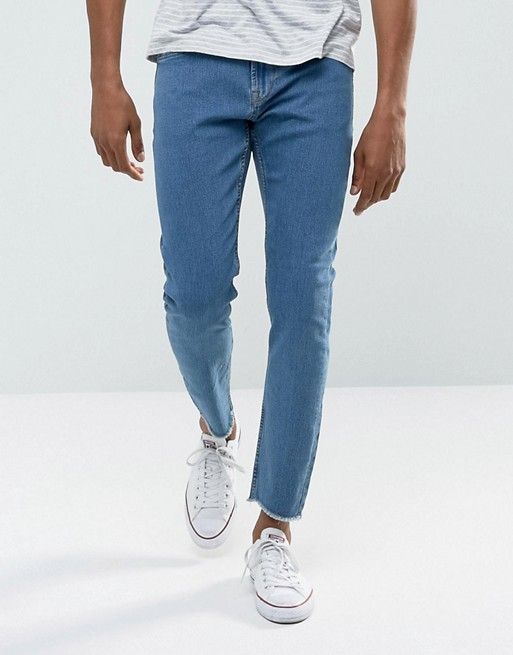 Raw Edge Skinny Jeans Size: W33 L34