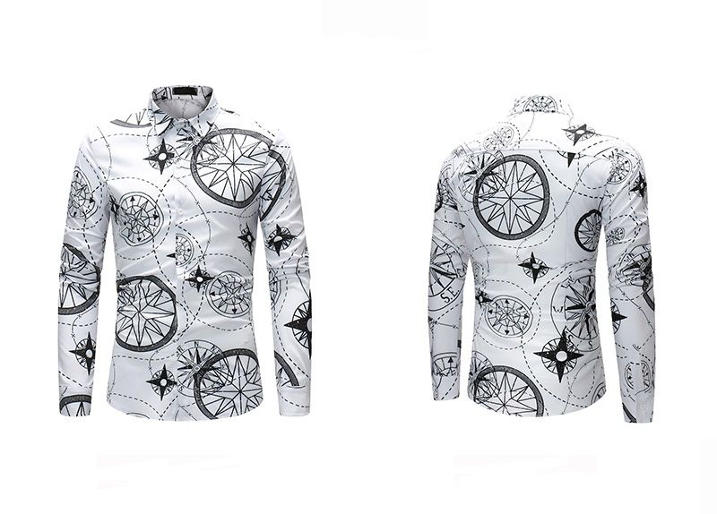 LS Star/Wheel Print Shirt Size: L