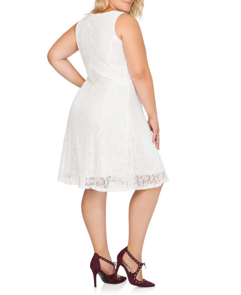 D028|Crochet/lace Overlay Skater Dress Size: 3X