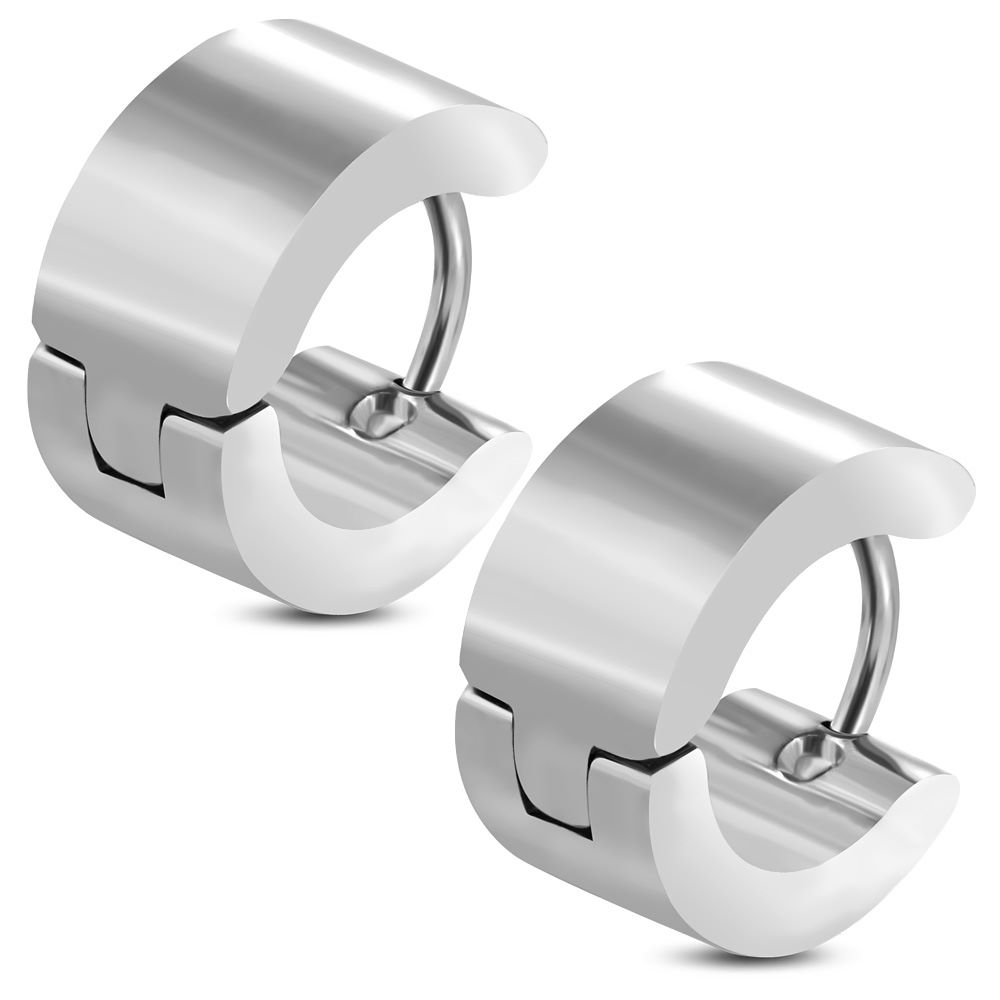 7mm Stainless Steel Matte Finished Huggie (Pair)
