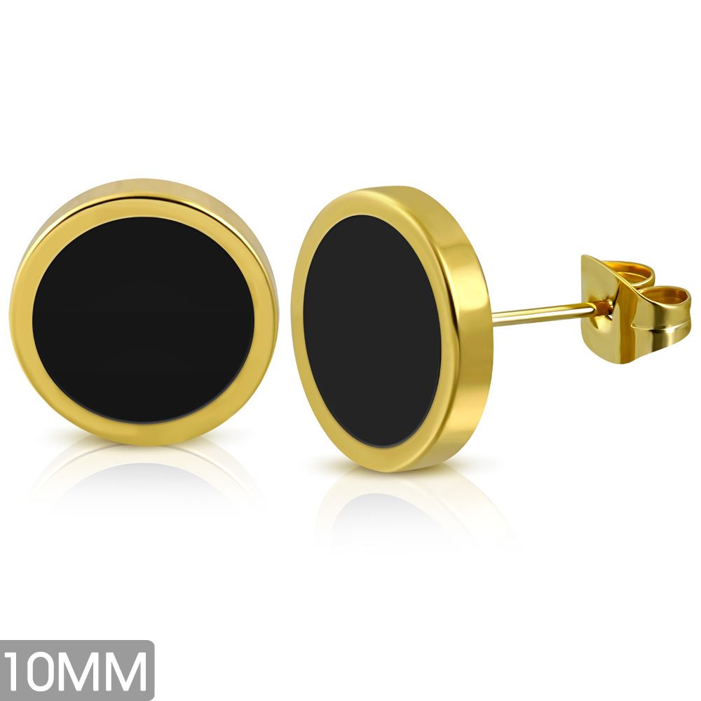 10mm | Gold Plated Stainless Steel 2-tone Round Circle Stud
