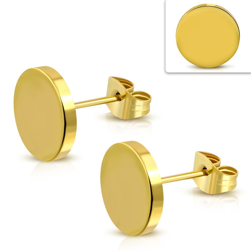 10mm | Stainless Steel Gold Plated Round Circle Stud 