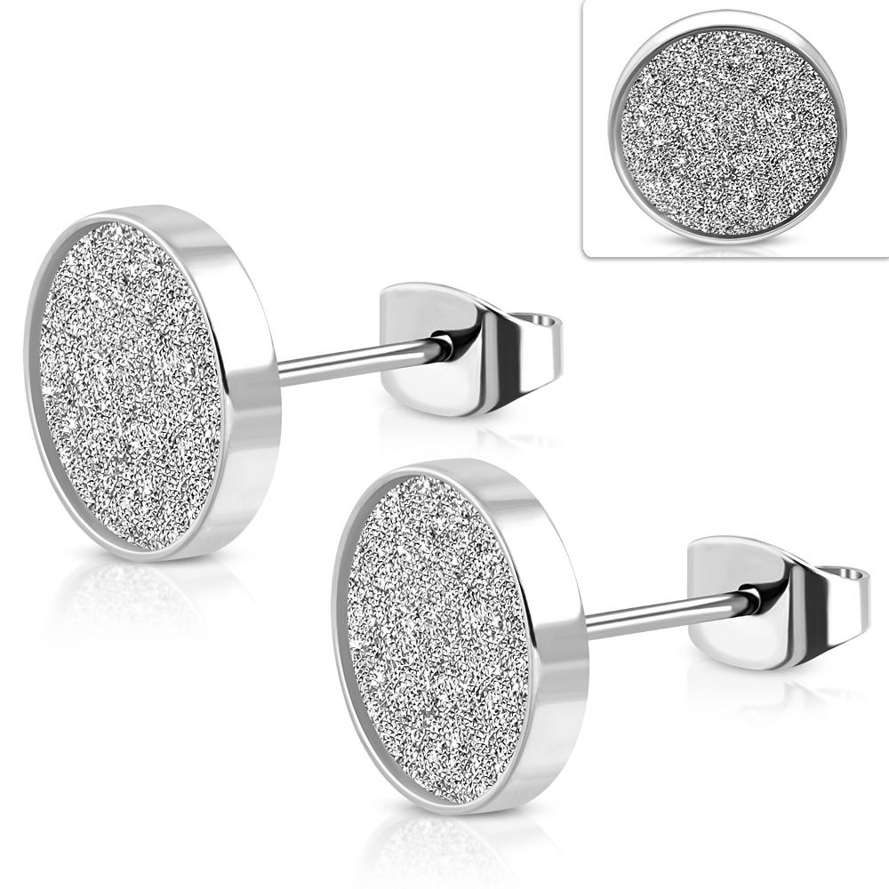 10mm | Stainless Steel Sandblasted Round Stud (Pair)