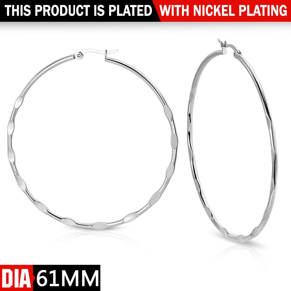 61MM | Stainless Steel Twisted Flat Hoop 