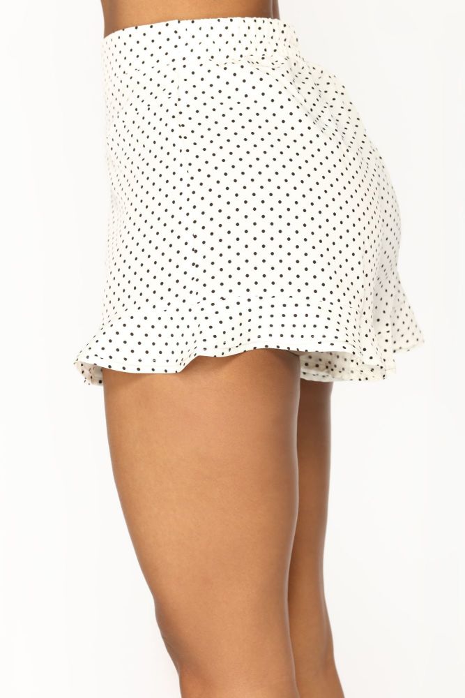 Polka Dot Print High-Waistband Shorts|Size: S  