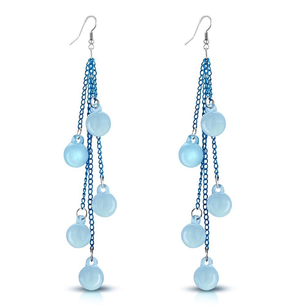 Fashion Long Drop Blue Circle Beads  Earrings (pair) 
