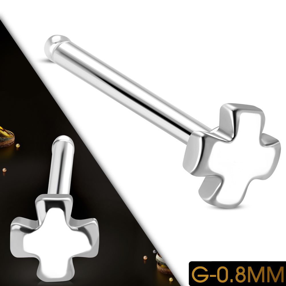 0.8mm | Stainless Steel Cross Nose Rings