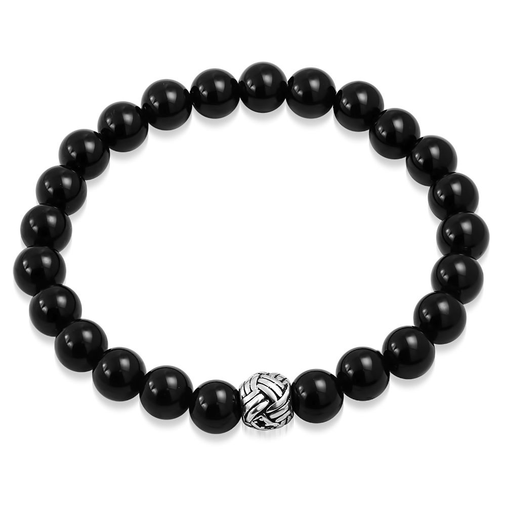 W-8mm | Stainless Steel Black Vintage Stretch Bracelet