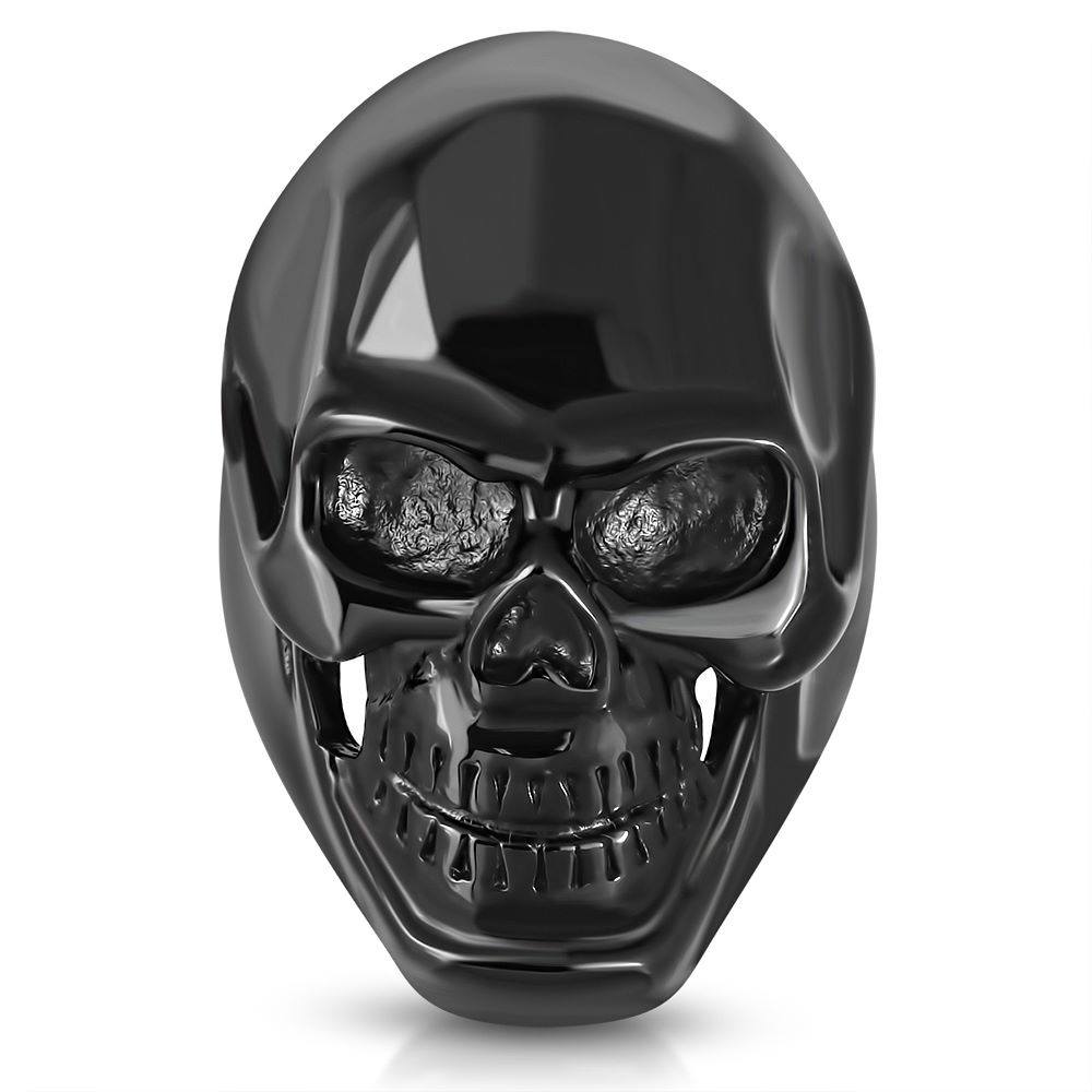 Stainless Steel Black Skull Biker Ring