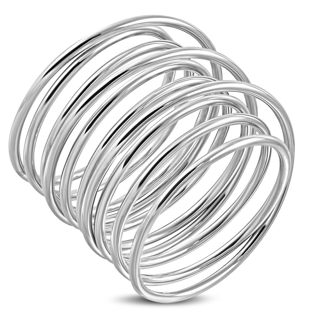 Stainless Steel Spiral Wire Spring Band Ring Size: USA 6 