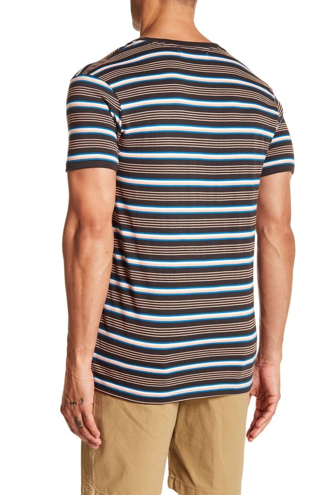 Striped Pattern Crew Neck Tee|Size: M