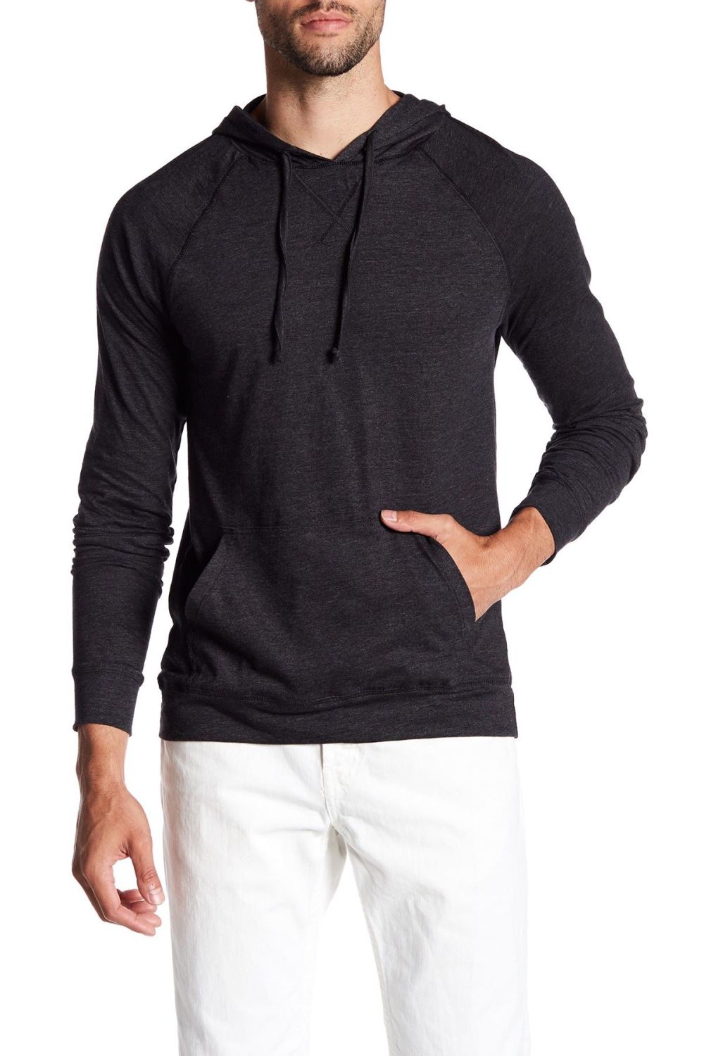 Black Long Sleeve Drawstring Hoodie 