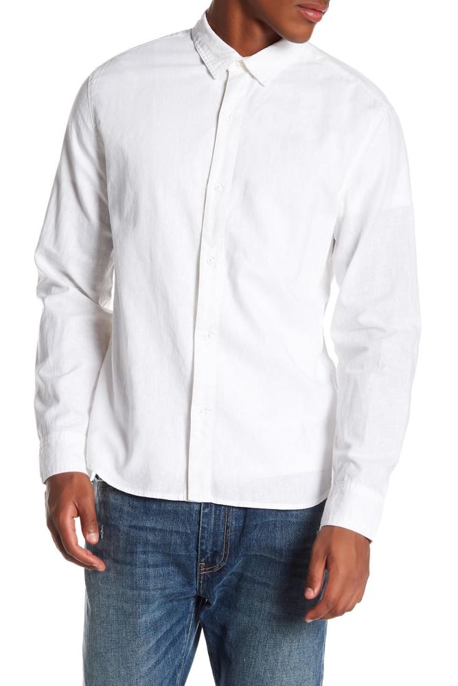 Button Down Off White Long Sleeve Shirt|Size: S