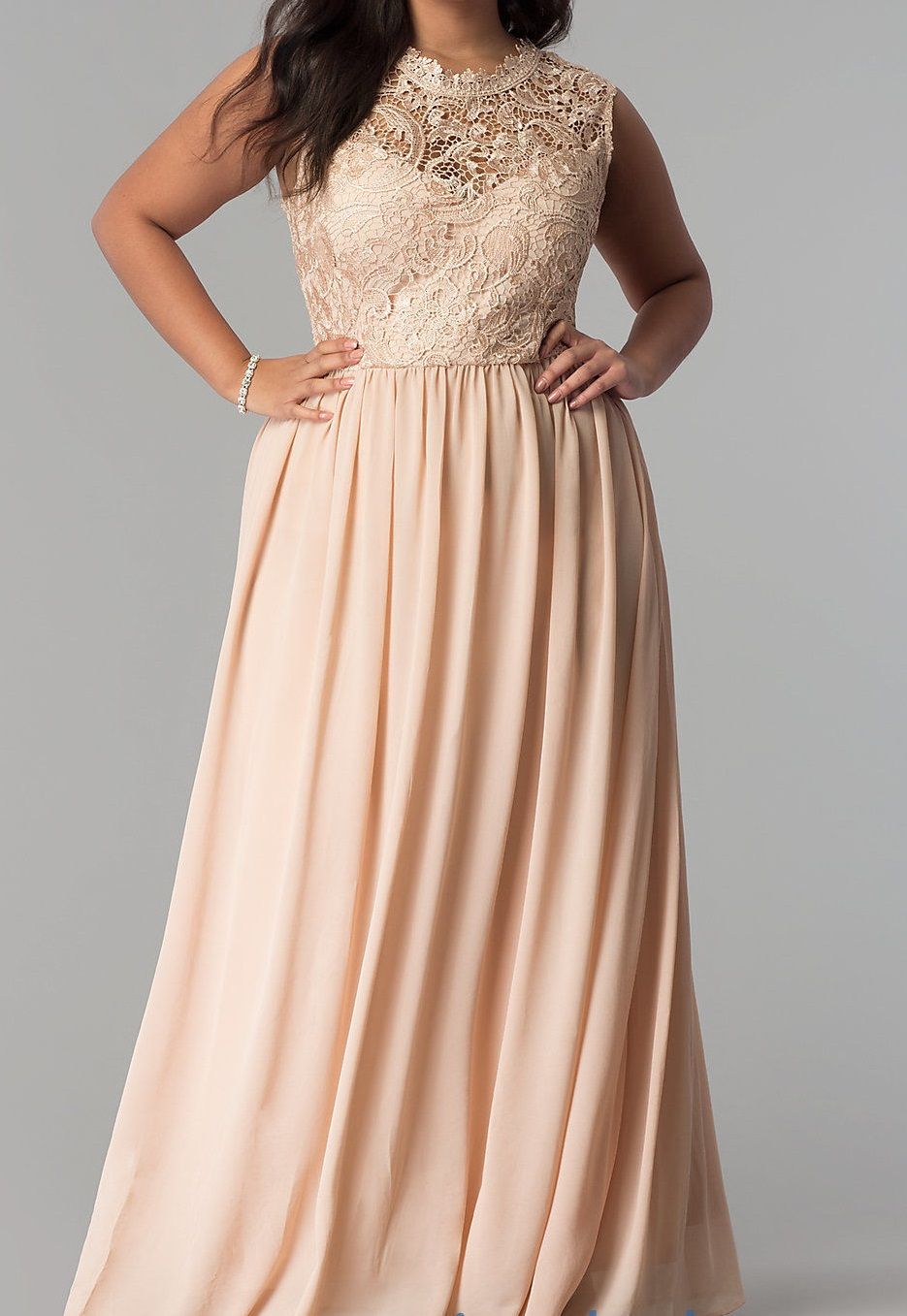 Lace Top Pleated Long Dress