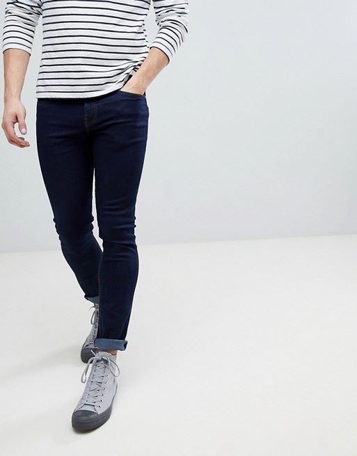 Super Skinny Stretch Darkwash Blue Jeans|Size: W36 L32