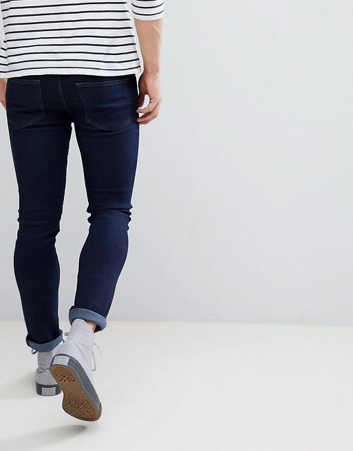Super Skinny Stretch Darkwash Blue Jeans|Size: W36 L32