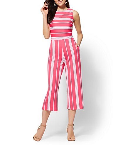 Scoopneck Stripes Sleeveless Jumpsuit|Size: S