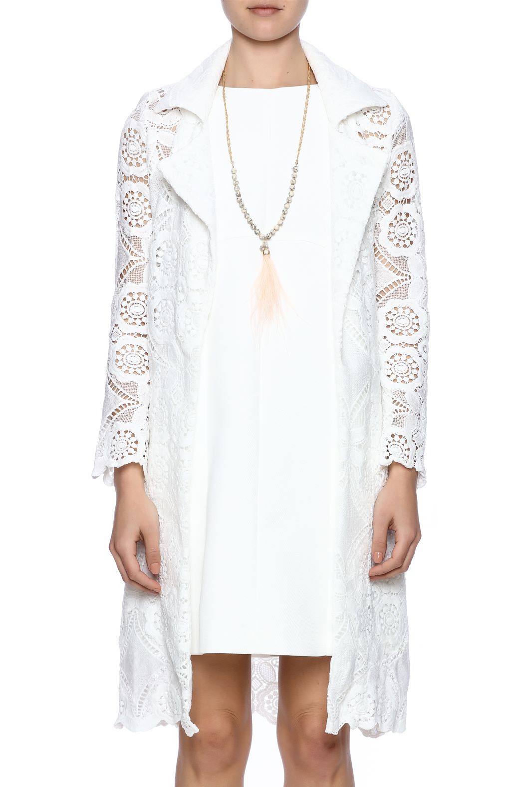 Long Sleeve White Lace Jacket|Size: M 