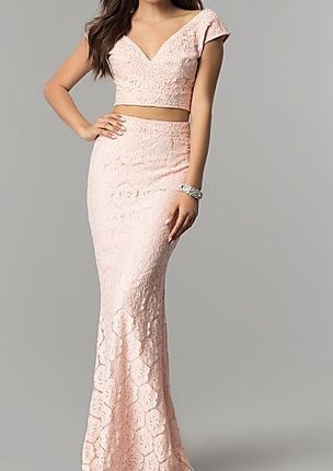 Cap Sleeve Cropped Lace Two Piece - M 