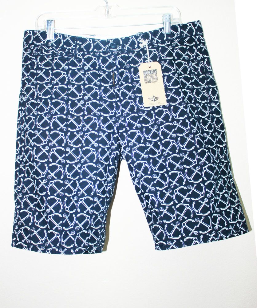 Dockers Classic Fit Navy Blue Anchor Print Short|Size: 34