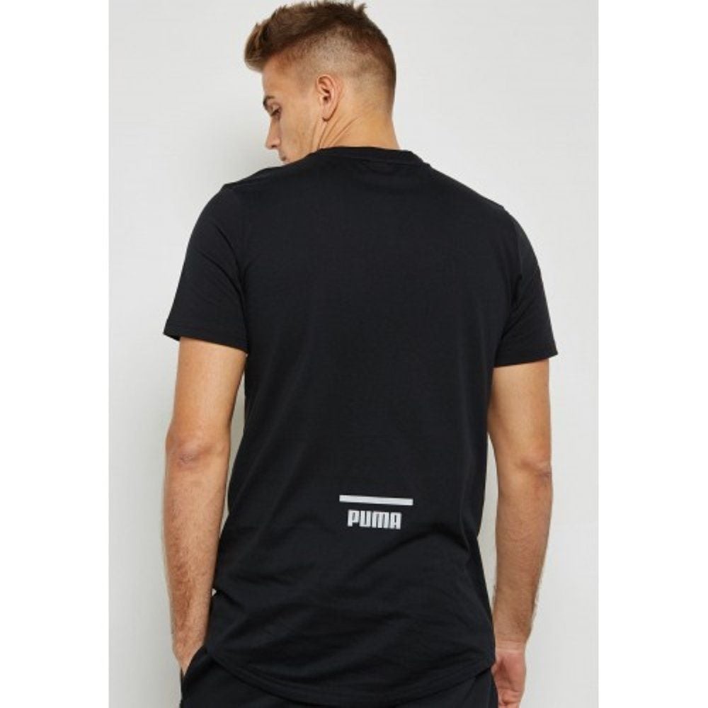 Puma Crew Neckline Short Sleeves Black Tee|Size: S