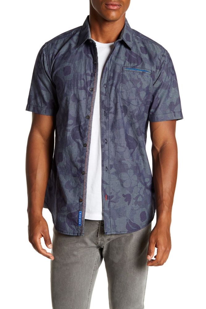 Floral Short Sleeve Shirt|Size: M