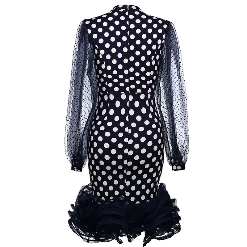 B051|Mesh LS Polka Dot Dress Size:M