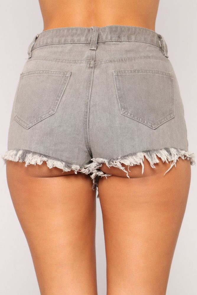 Grommet Detail Distressed Shorts - SIZE 9 