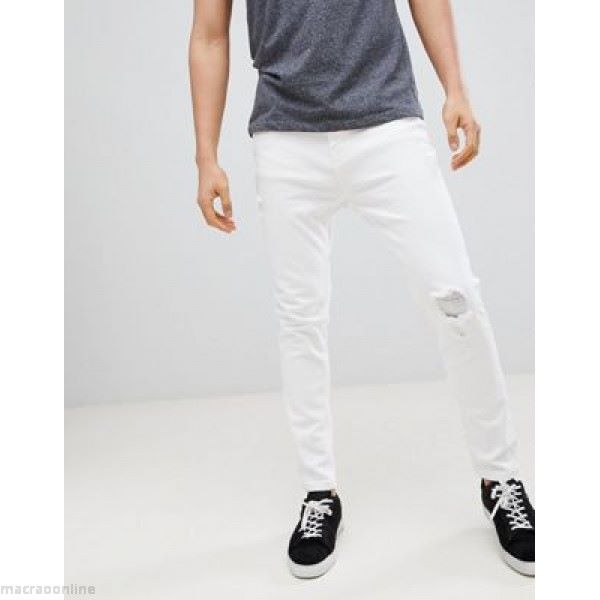 White Rip Slim Fit Jeans|Size: W31 L32