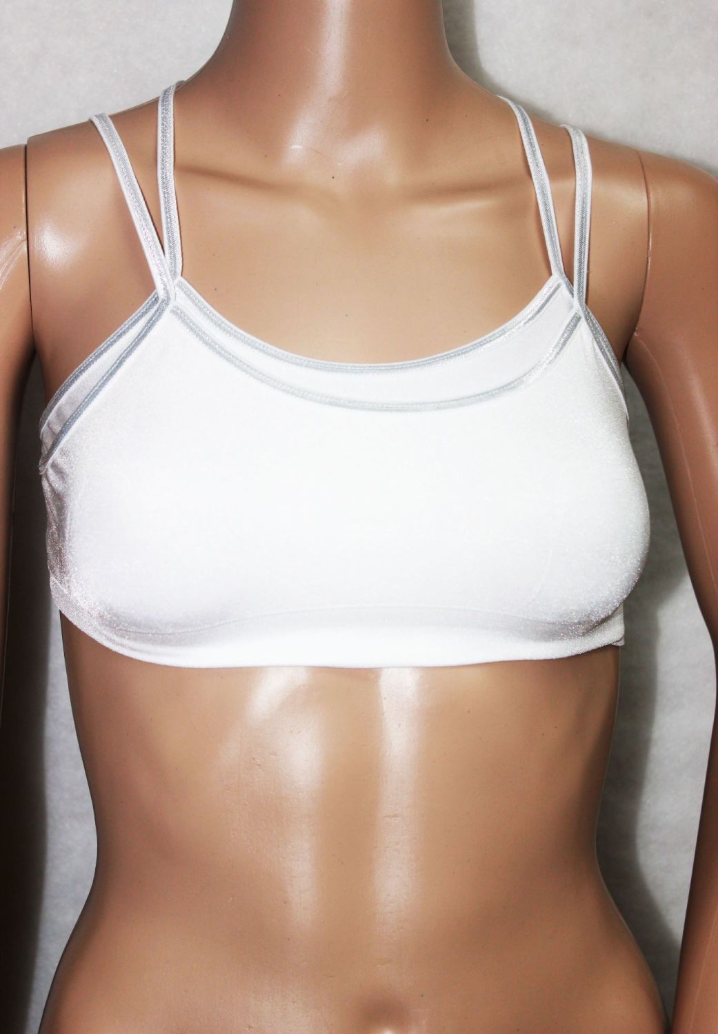 Silver Trim White Bralette Top|Size: S